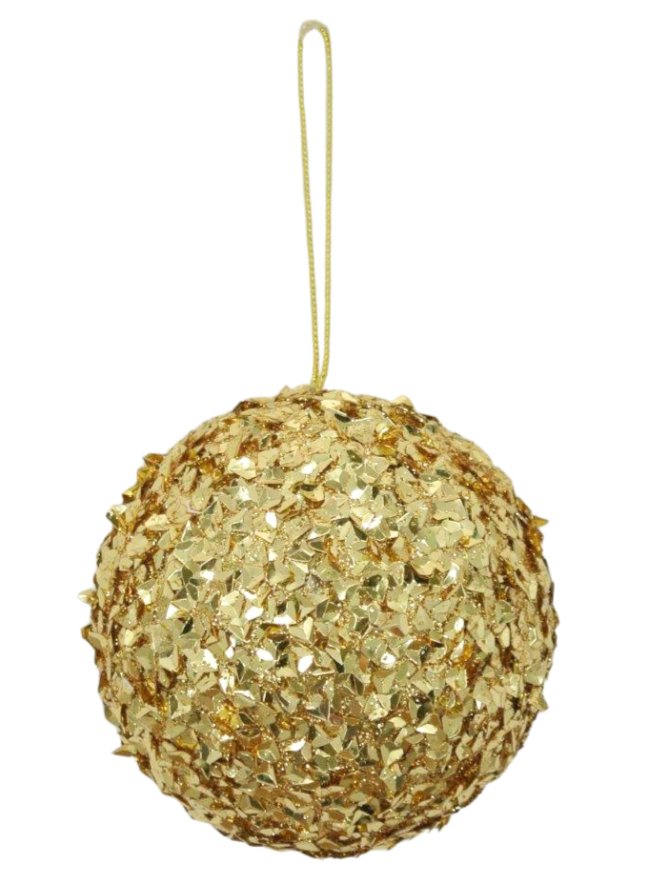 4" Gold Diamond Cut Sequin Ball Ornament - 83591 - GOLD - The Wreath Shop