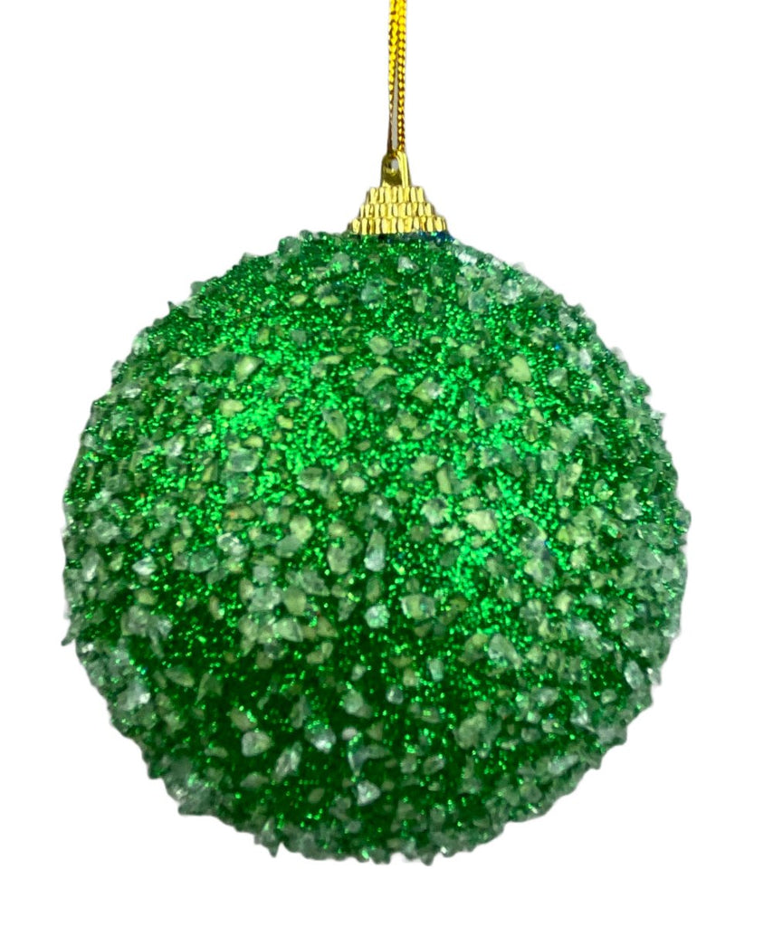 4" Iced Ball Ornament: Emerald Green - 85678GN - The Wreath Shop