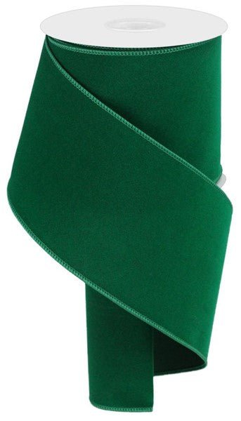4" Indoor Velvet Ribbon: Emerald Green - 10yds - RL194406 - The Wreath Shop