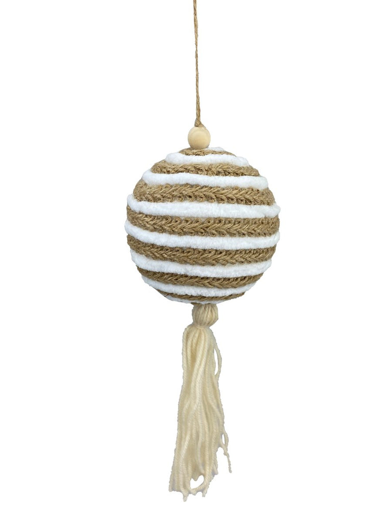 4" Jute/Chenille Ball Ornament - 85619BNWT - The Wreath Shop