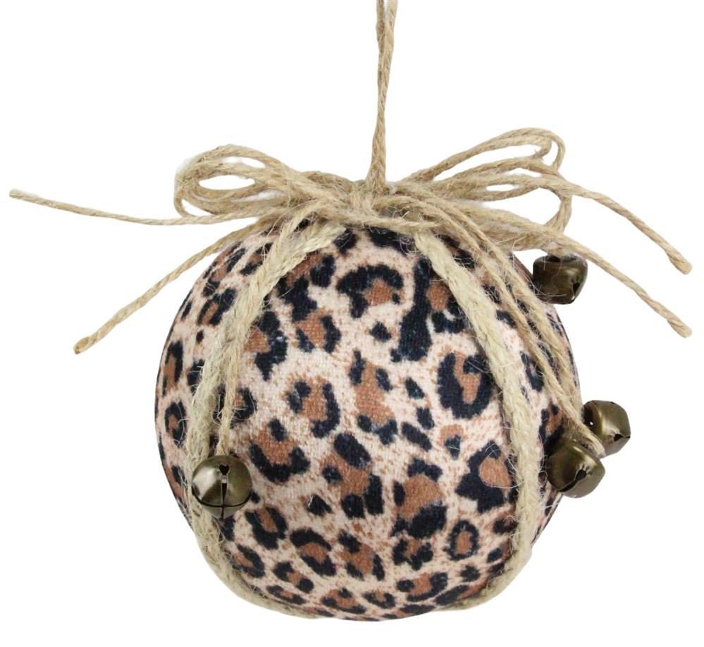 4" Leopard/Jute Fabric Ball Ornament - XY946401 - The Wreath Shop