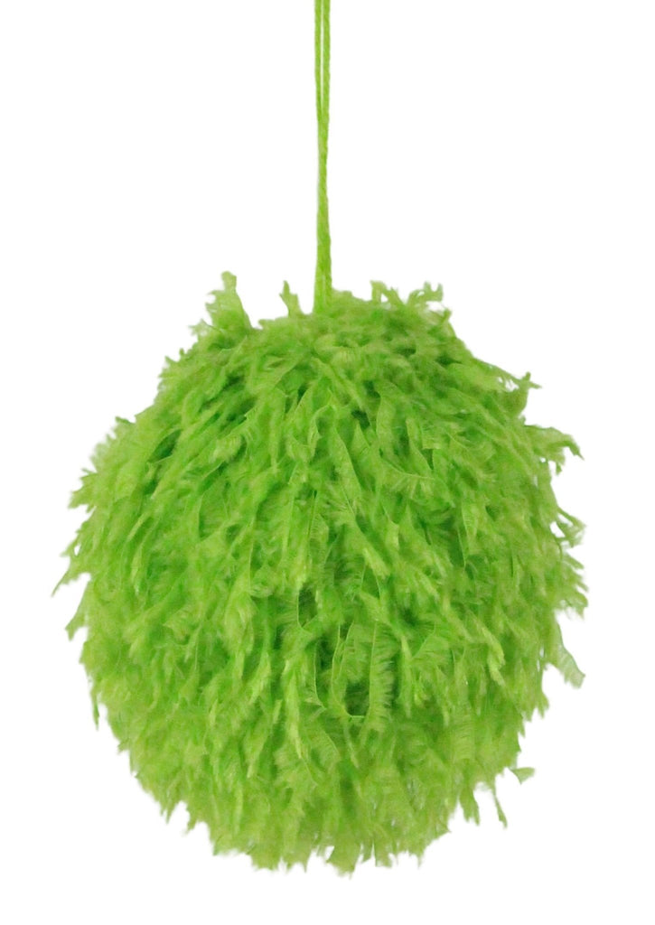 4" Lime Green Furry Fabric Ball Ornament - XJ5184 - The Wreath Shop