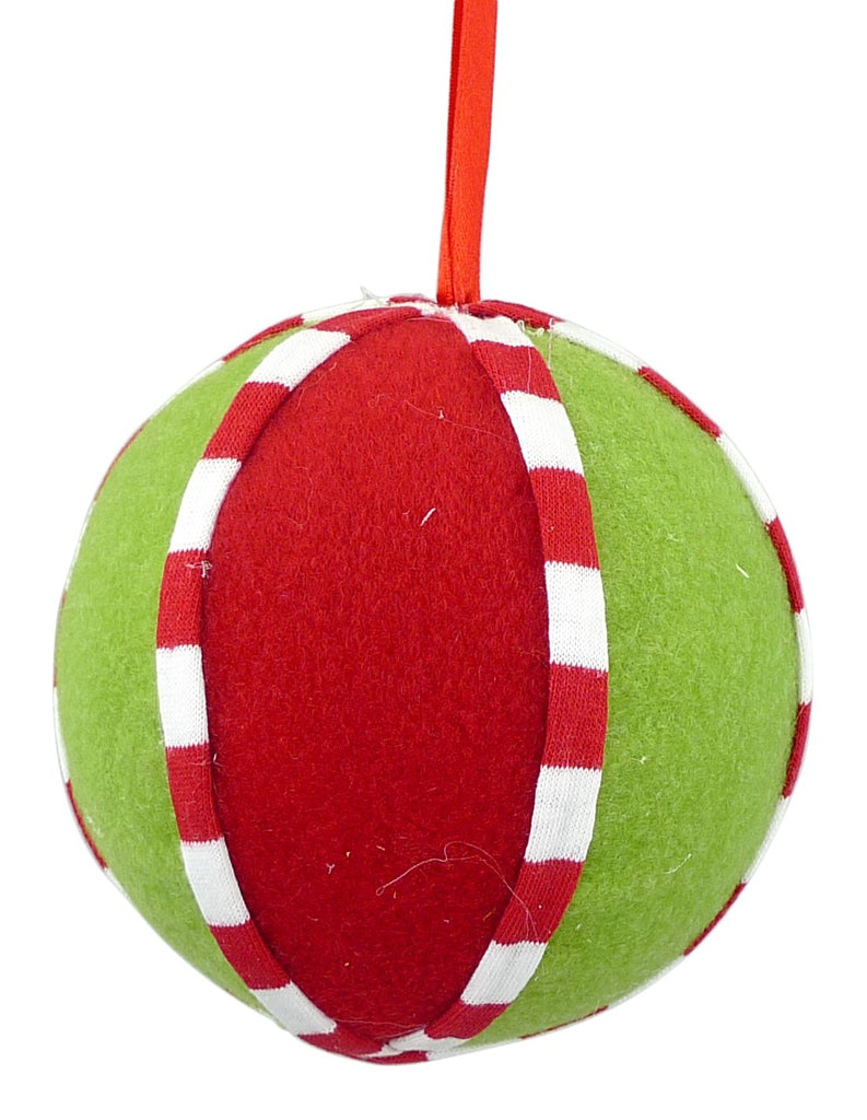4" Lime/Red Felt Ball Ornament - 84742BA4 - The Wreath Shop