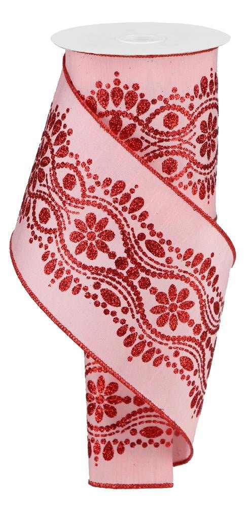 4" Luxurious Center Dupioni Ribbon: Pink/Red - 10yds - RGB12498F - The Wreath Shop