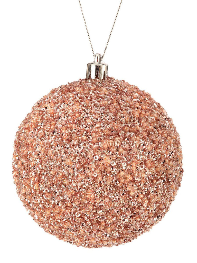 4" Sequin Bead Glitter Ball Ornament: Pink - MTX56649 PINK - The Wreath Shop