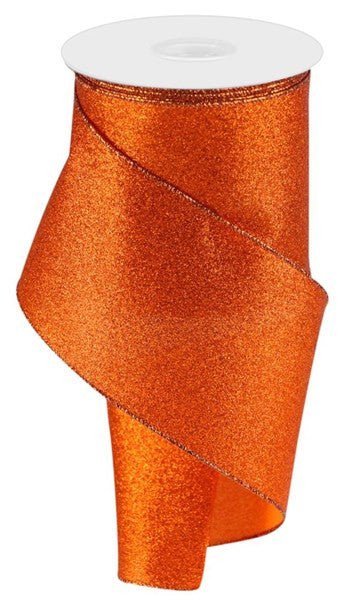 4" Shimmer Glitter Ribbon: Orange - 10yds - RGC159820 - The Wreath Shop