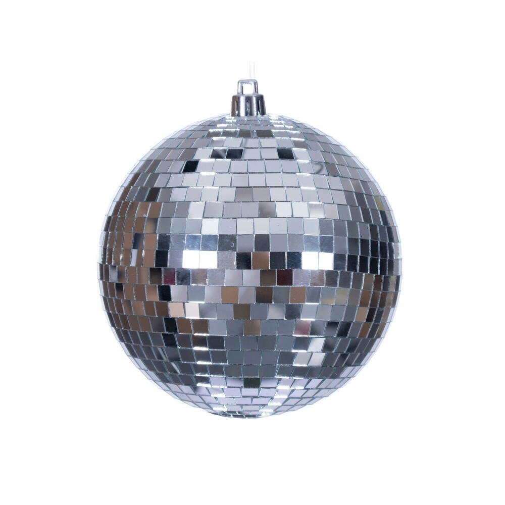 4" Silver Mirror Ball Ornament - N233107 - The Wreath Shop