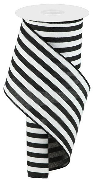 4" Vertical Stripe Ribbon: Black/White - RGC156402 - The Wreath Shop