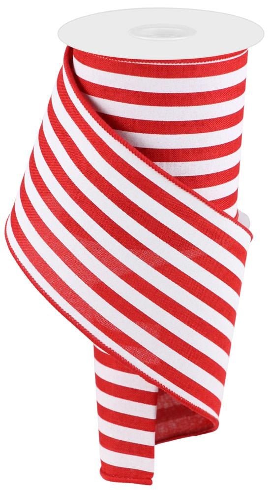 4" Vertical Stripe Ribbon: Red/White - RGC156724 - The Wreath Shop