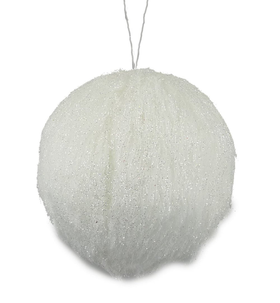 4.5" Furry White Ball Ornament - 84604WT - The Wreath Shop