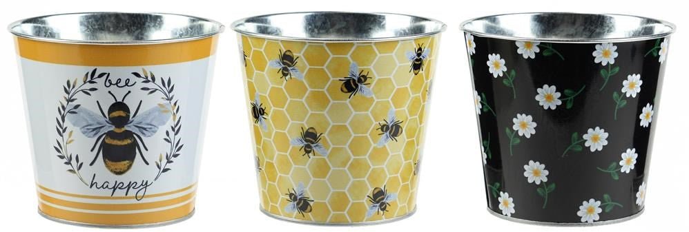 5" Bee Theme Tin Pot Covers - KE2243-flowers - The Wreath Shop