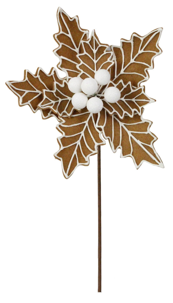 5" Dia Gingerbread Poinsettia Pick - XS3954 - The Wreath Shop