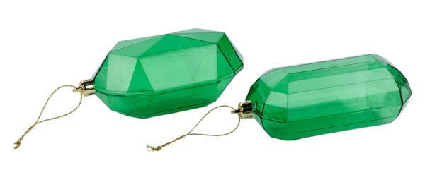 5" Gem Ornament: Emerald Green (Set of Two) - XJ544406 - The Wreath Shop