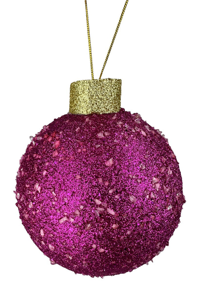 5" Iced Ball Ornament: Fuchsia - 85993BT - The Wreath Shop