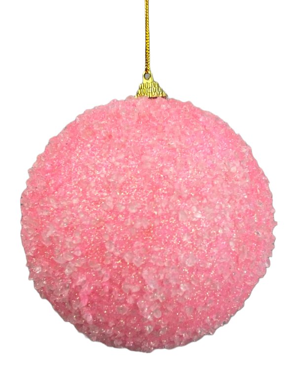 5" Iced Ball Ornament: Pink - 85677PK - The Wreath Shop