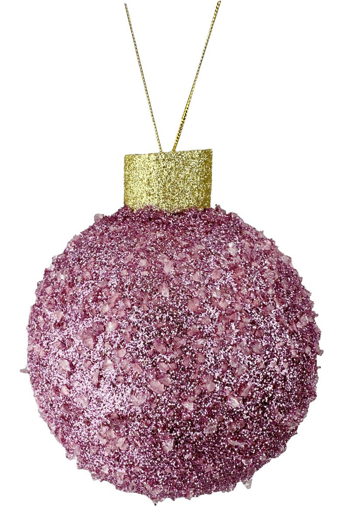 5" Iced Ball Ornament: Pink - 85993PK - The Wreath Shop