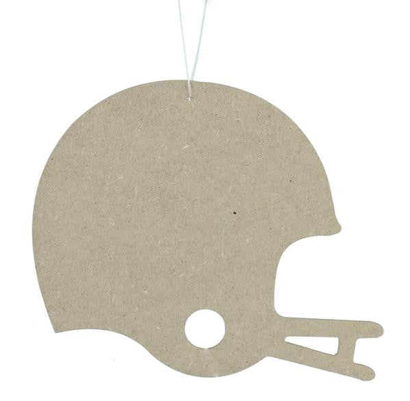 cut out football helmet 5" Wooden Football Helmet Ornament: Natural