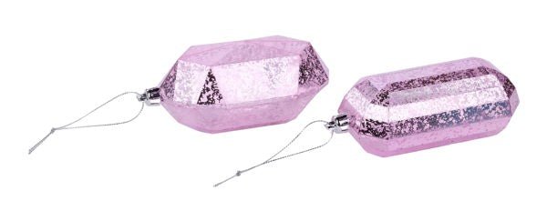 5.25" Antique Look Gem Ornament: Ice Pink (Set of Two) - XJ5514WF - The Wreath Shop