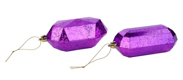 5.25" Antique Look Gem Ornament: Purple (Set of Two) - XJ551423 - The Wreath Shop