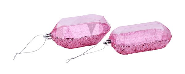 5.25" Laser Glitter Gem Ornament: Bright Pink (Set of Two) - XJ552222 - The Wreath Shop
