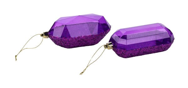 5.25" Laser Glitter Gem Ornament: Purple (Set of Two) - XJ552384 - The Wreath Shop