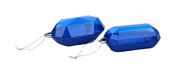 5.25" Laser Glitter Gem Ornament: Royal Blue (Set of Two) - XJ552325 - The Wreath Shop