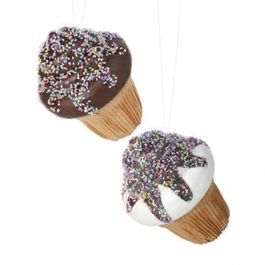 5.5" Chocolate Dipped Cupcake Ornaments - MTX70517 - The Wreath Shop