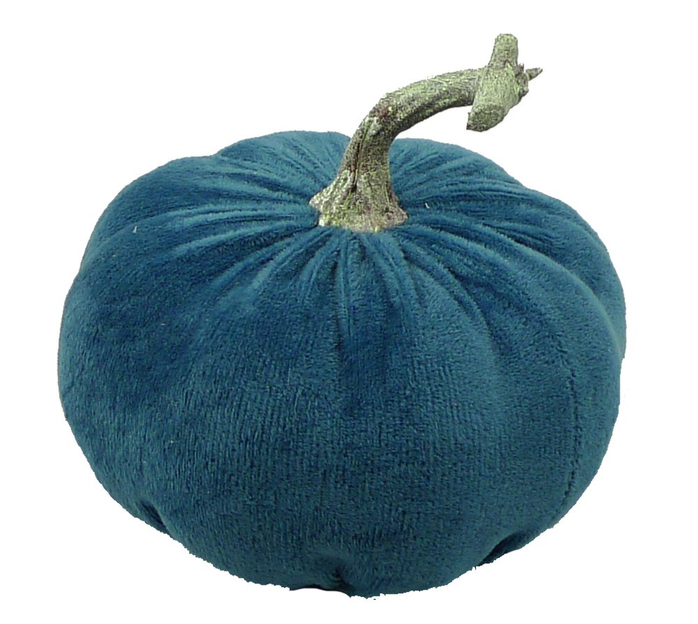 5.5" Velvet Pumpkin: Blue - 56567BL - The Wreath Shop