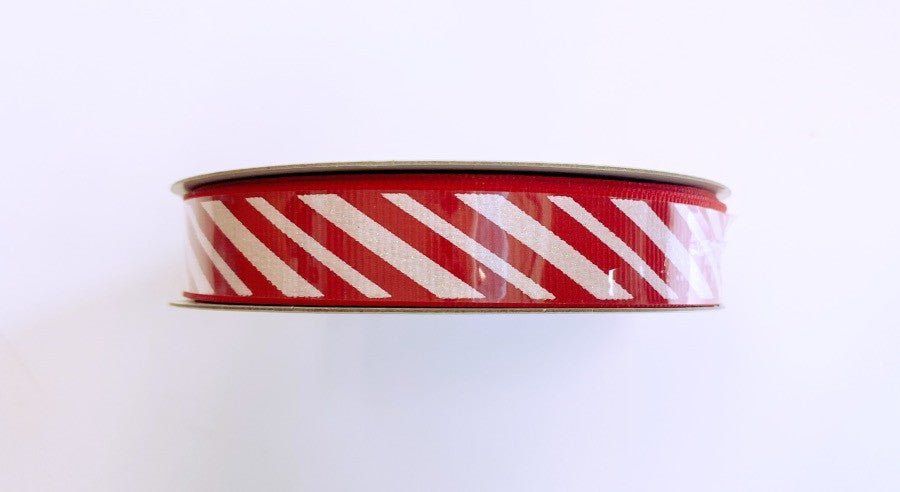 5/8" Candy Cane Glitter Grosgrain Ribbon 10yds - 7700403-01 - The Wreath Shop