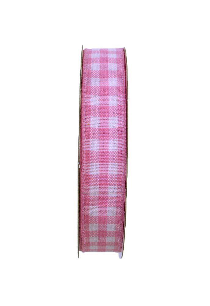 5/8" Gingham Check Ribbon: Pink/Wht - 10yds - 47101-03-03 - The Wreath Shop