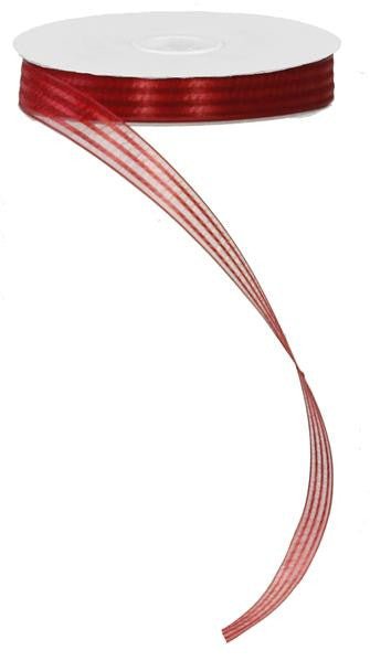 5/8" Sheer/Satin Stripe Ribbon: Red - 25yds - RJ202024 - The Wreath Shop