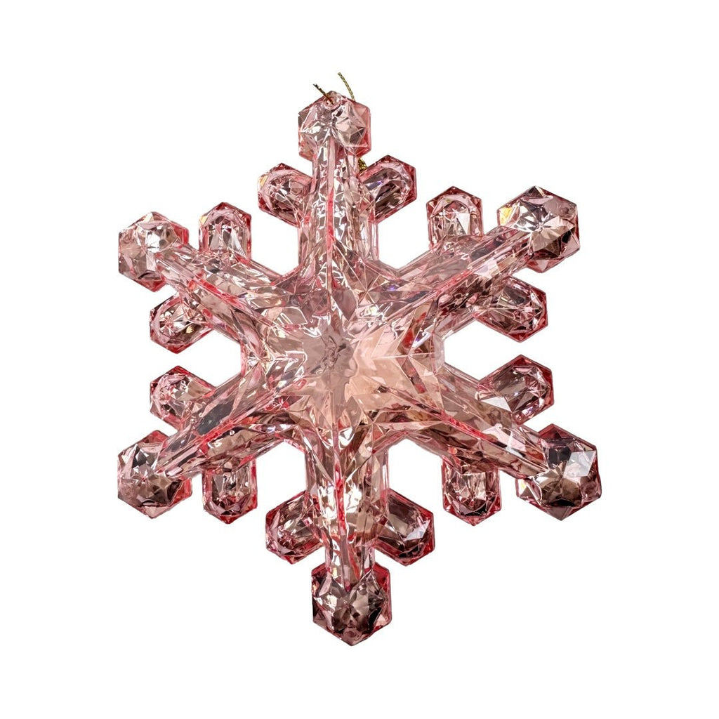 6" Clear Pink Snowflake Ornament - 85953PK - The Wreath Shop