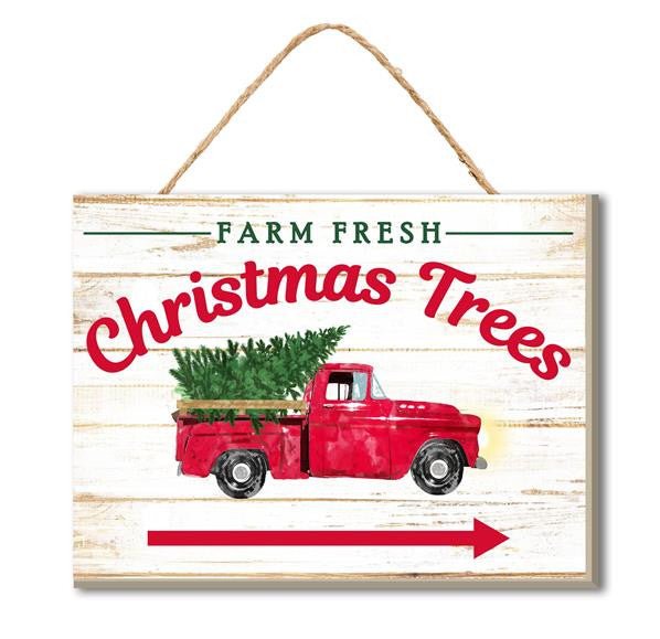 6" Farm Fresh Christmas Trees Truck Sign - AP8222 - The Wreath Shop