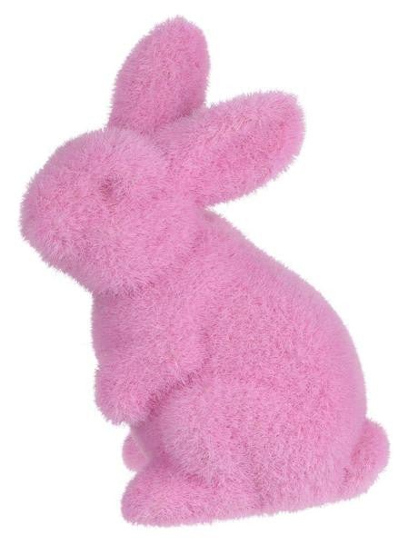 6" Flocked Standing Rabbit: Pink - HE724022 - The Wreath Shop