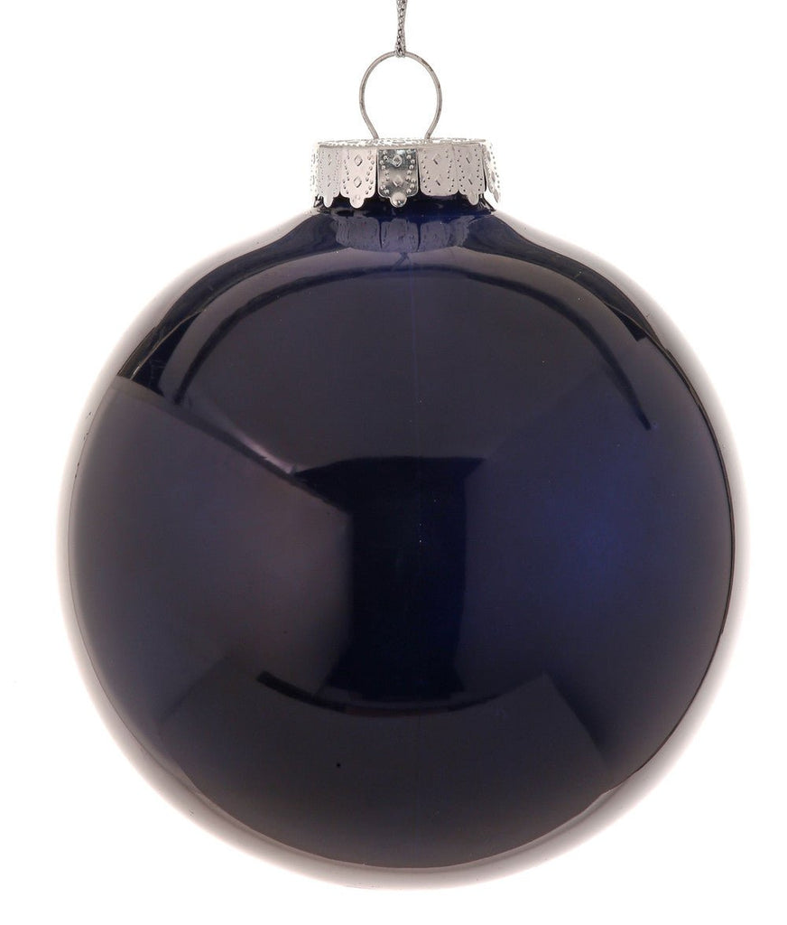 6" Glass Look Plastic Ball Ornament: Midnight Blue - MTX65643 - The Wreath Shop