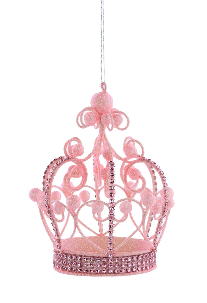 6" Glitter Ball Crown Ornament: Pink - XJ563015 - The Wreath Shop