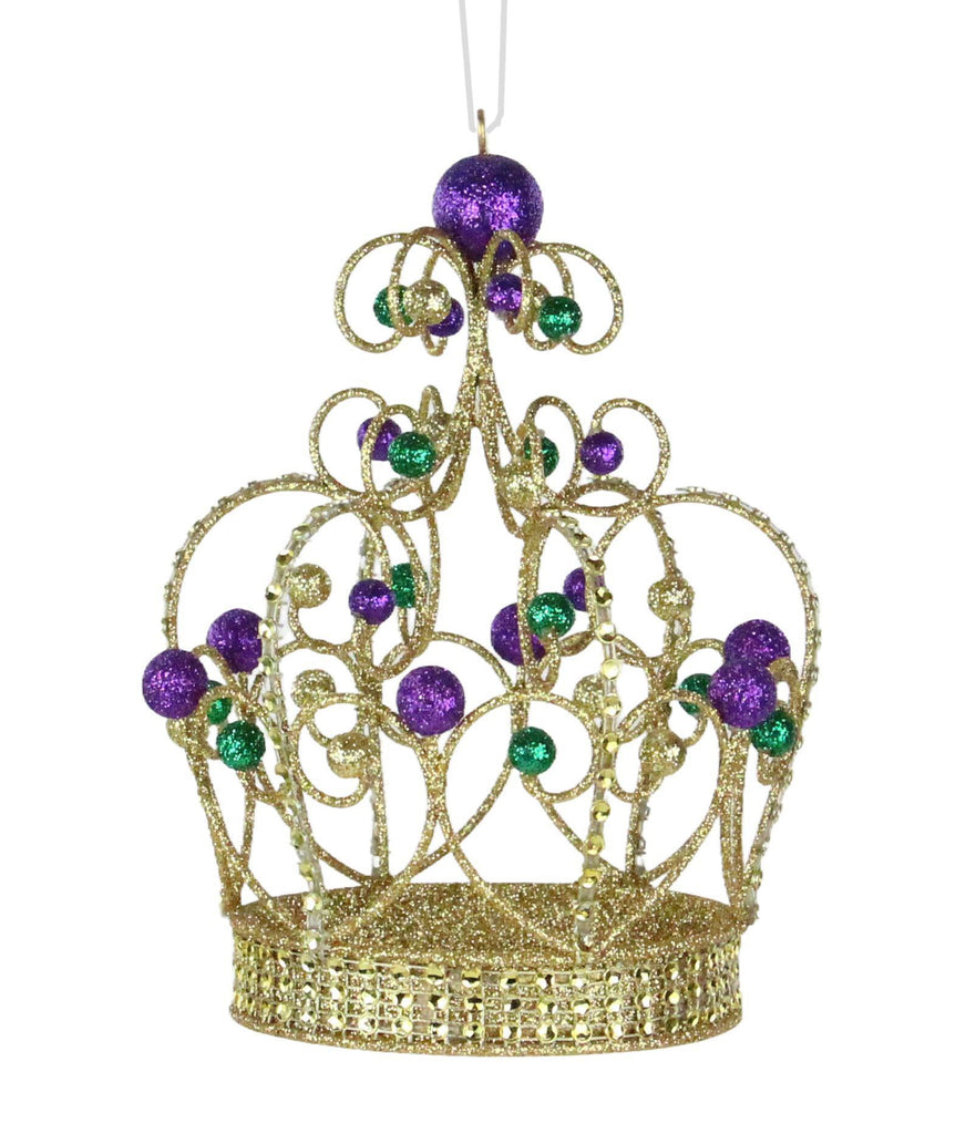 6" Glitter Ball Mardi Gras Crown Ornament - HG115408 - The Wreath Shop