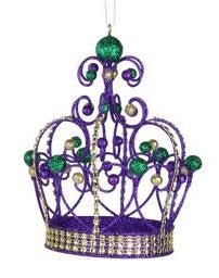 6" Glitter Ball Mardi Gras Crown Ornament: Purple - HG115499-purple - The Wreath Shop