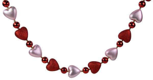 6' Glitter Heart Garland: Pink/Red - HV4142 - The Wreath Shop