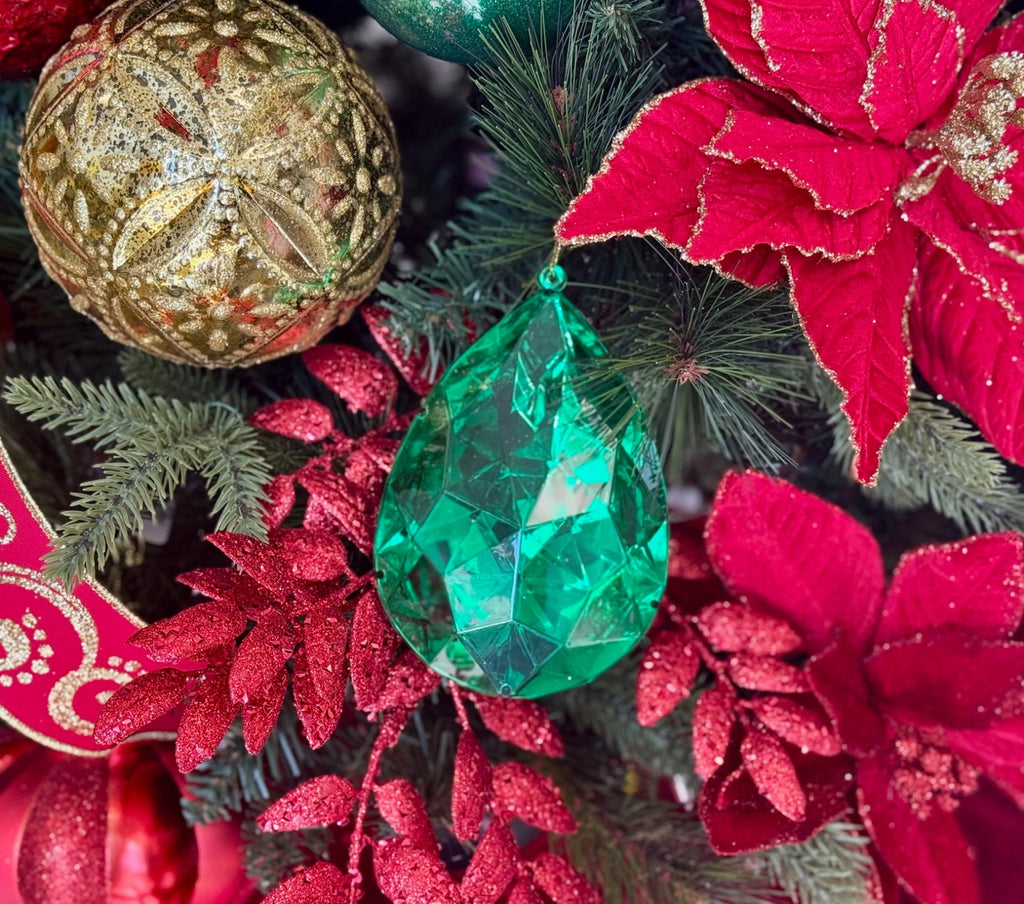 6" Jewel Drop Ornament: Green - MTX74022 - GRN - The Wreath Shop