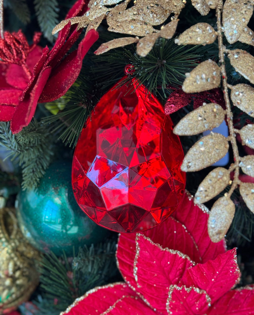6" Jewel Drop Ornament: Red - MTX74022 - RED - The Wreath Shop