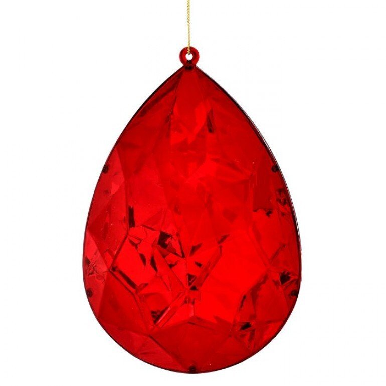 6" Jewel Drop Ornament: Red - MTX74022 - RED - The Wreath Shop