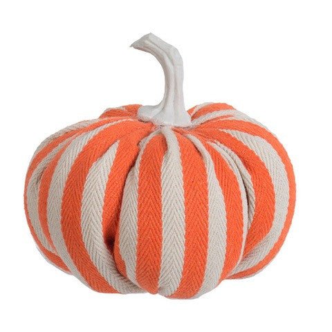 6" Orange/Cream Striped Pumpkin - HB18RC011 - The Wreath Shop