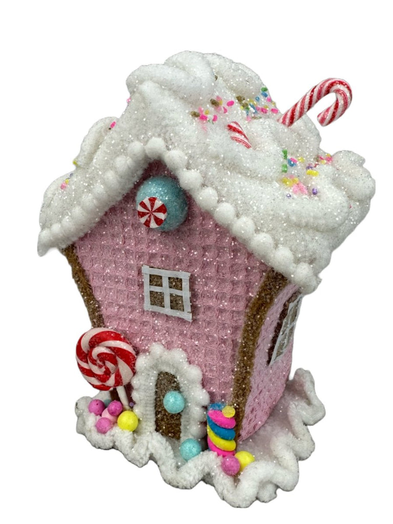 6" Pink Gingerbread House - 85851PK - The Wreath Shop