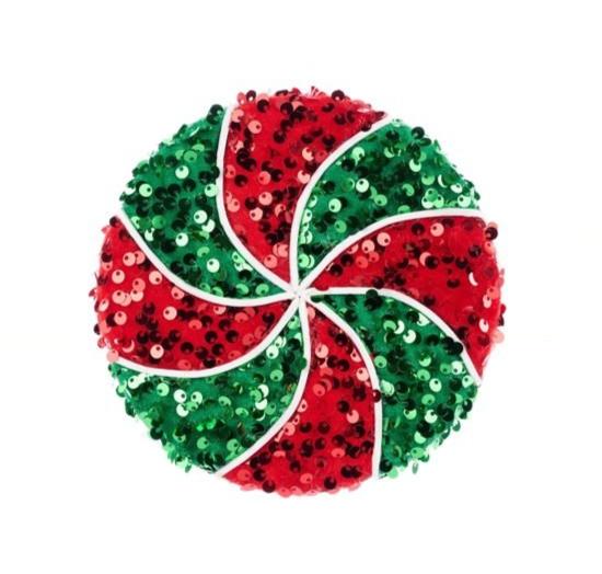 6" Sequin Peppermint Ornament: Red/Green/White - XJ5377AR - The Wreath Shop