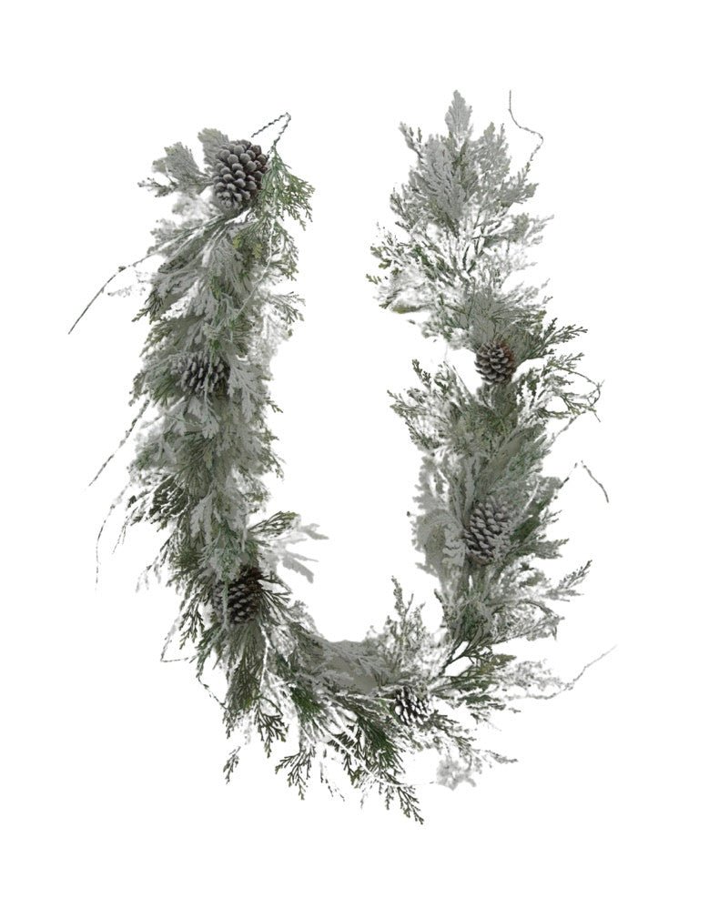 6' Snow Cedar Pinecone Garland - 82882 - The Wreath Shop