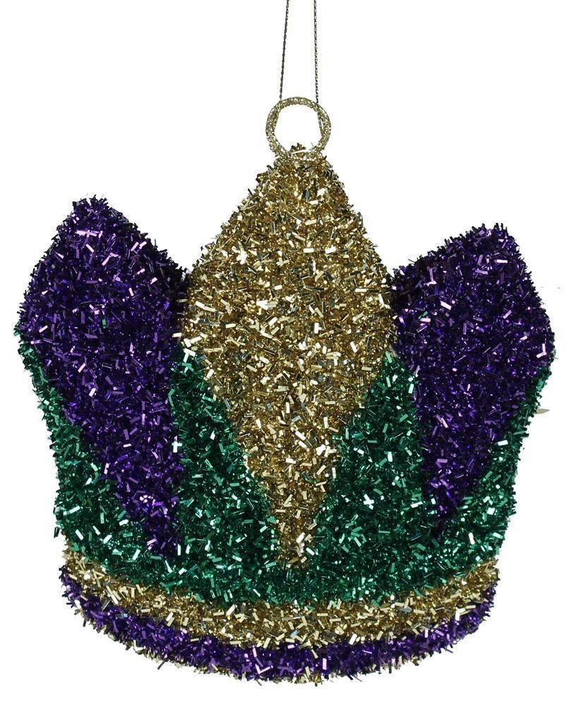 6" Tinsel Mardi Gras Crown Ornament - XY7638 - The Wreath Shop