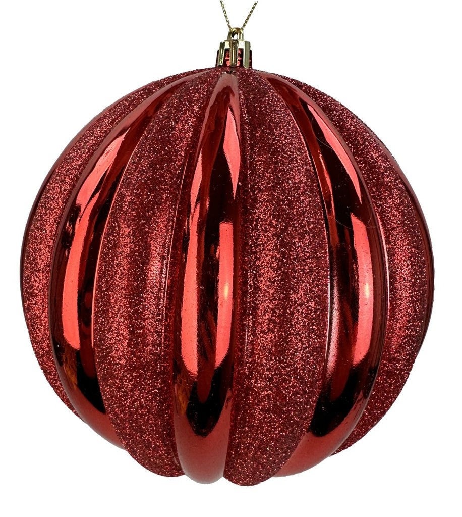 6" Vertical Stripe Ball Ornament: Red - 86178RD - The Wreath Shop