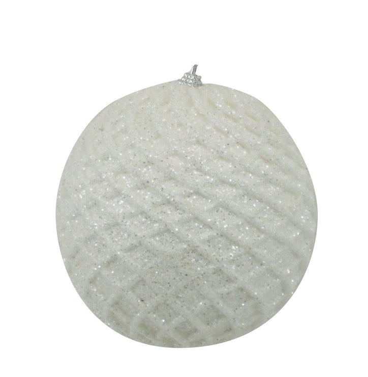 6" White Glitter Mesh Ball Ornament - 82560WT - The Wreath Shop