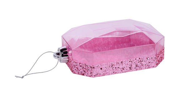 6.25" Laser Glitter Rectangle Gem Ornament: Bright Pink - XJ553822 - The Wreath Shop